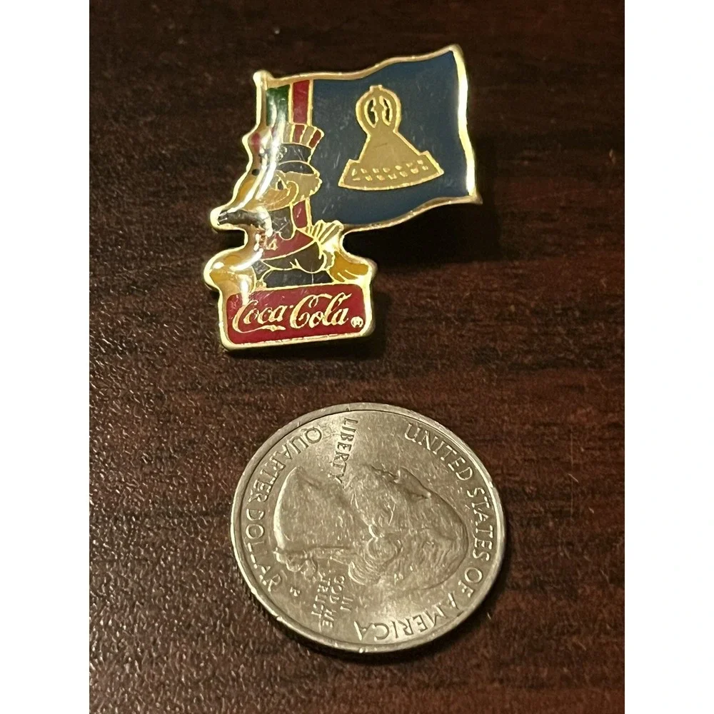 Vintage 1984 Los Angeles Olympics Coca Cola Sam Eagle‎ Lesotho Flag Lapel Pin